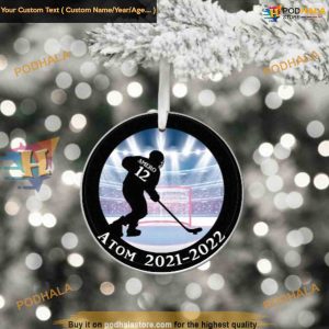 Hockey Player Holiday Ornament, Personalized Family Christmas Keepsake
