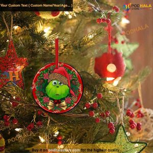 Holiday Grinch Ceramic Ornament Round Durable Grinch Christmas Gifts 2