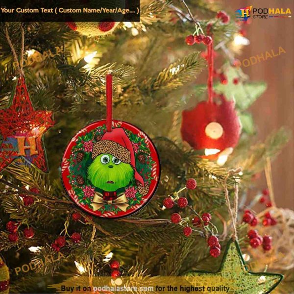 Holiday Grinch Ceramic Ornament Round, Durable Grinch Christmas Gifts