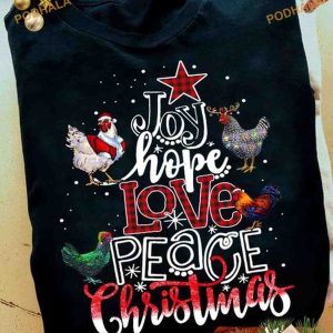Hope & Love Christmas Chicken Shirt, Family Funny Christmas Shirt