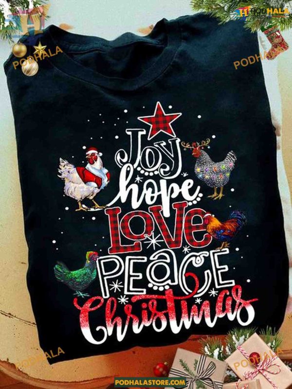 Hope & Love Christmas Chicken Shirt, Family Funny Christmas Shirt