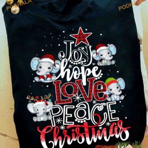 Hope & Love Christmas Elephant Shirt, Funny Christmas Shirt For Family