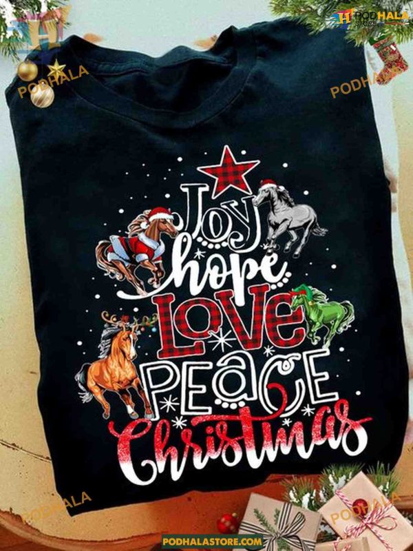 Hope & Love Christmas Horses Shirt, Matching Family Xmas Shirt