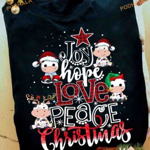 Hope & Love Christmas Milkcow Shirt, Family Christmas Shirt Ideas