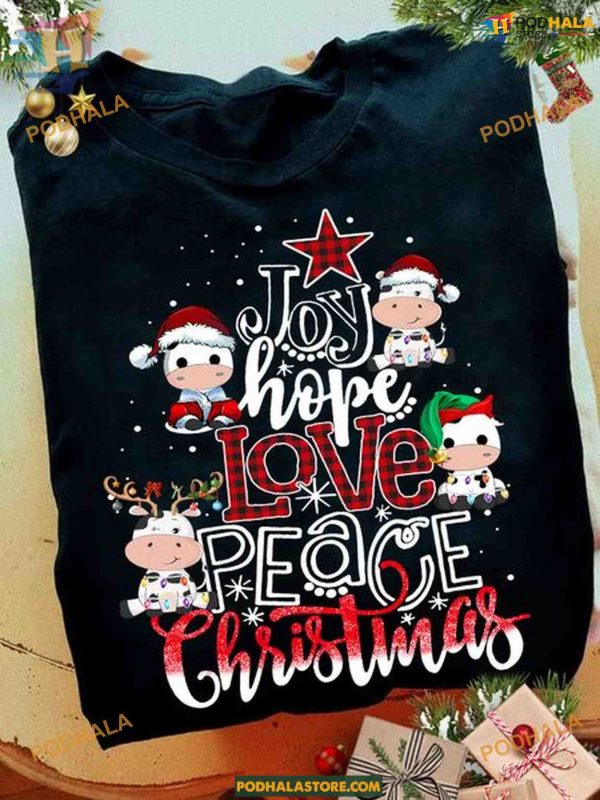 Hope & Love Christmas Milkcow Shirt, Family Christmas Shirt Ideas