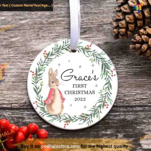 Hoppy Holidays Personalized First Christmas Decoration, Baby's Bunny Celebration