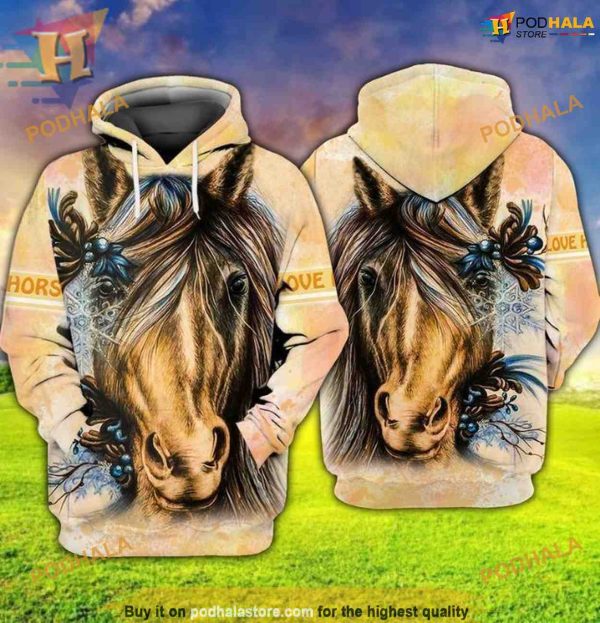 Horse Equestrian Love 3D Zip Hoodie, Funny Xmas Gifts