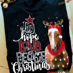 Horse & Santa Hat Xmas Lights Shirt, Family Christmas Shirt Ideas