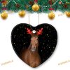 Horse in Christmas Decor Ornament, 2023 Family Tree Keepsake, Heart-Shape Ceramic