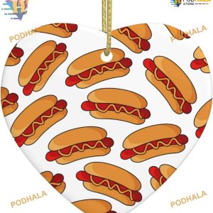 Hot Dog Heart Ornaments Personalized Family Christmas Tree Decor