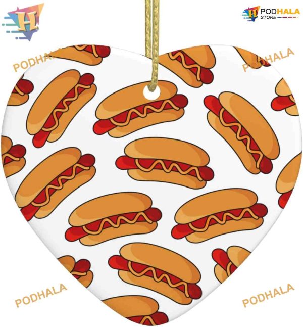 Hot Dog Heart Ornaments Personalized Family Christmas Tree Decor