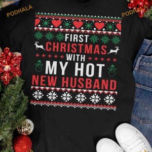 Hot Husband's First Xmas Shirt, Love-filled Family Christmas Shirt Ideas