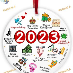 Hot Topics 2023 Ceramic Ornament, Funny Memorable Events Xmas Tree