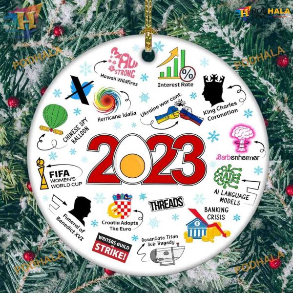 Hot Topics 2023 Ornament, Funny Social Trends Family & Friends Gift