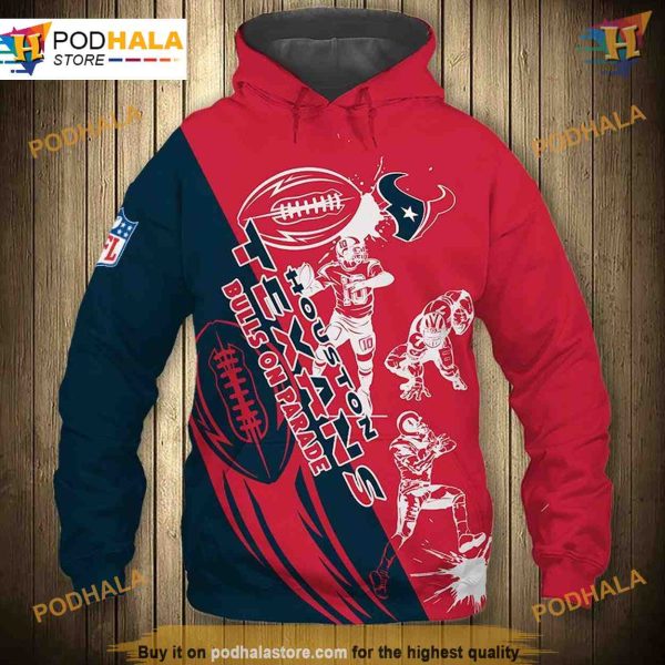 Houston Texans 3D Hoodie Cartoon Player Sweatshirt, Cute NFL Apparel