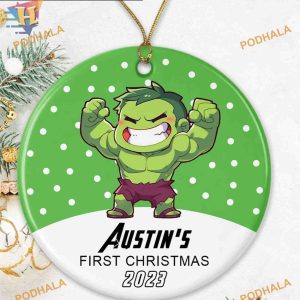 Hulk Baby's First Christmas Ornament, Personalized 1st Christmas Ornament, Superhero