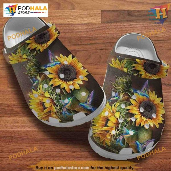 Hummingbirds Sunflowers Hippie Day Crocs, Creative Christmas Gifts