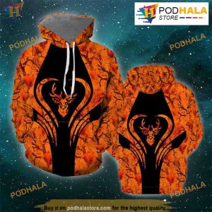 Hunting - Deer Camo Orange Full Over Printed Unisex 3D Hoodie