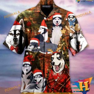 Husky Christmas Aloha Shirt, Funny Christmas Gift Ideas