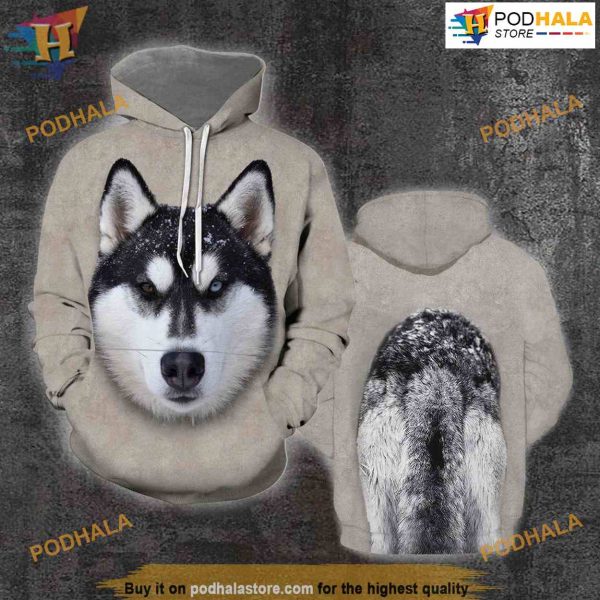 Husky Head and Body All Over Printed 3D Hoodie Sweatshirt