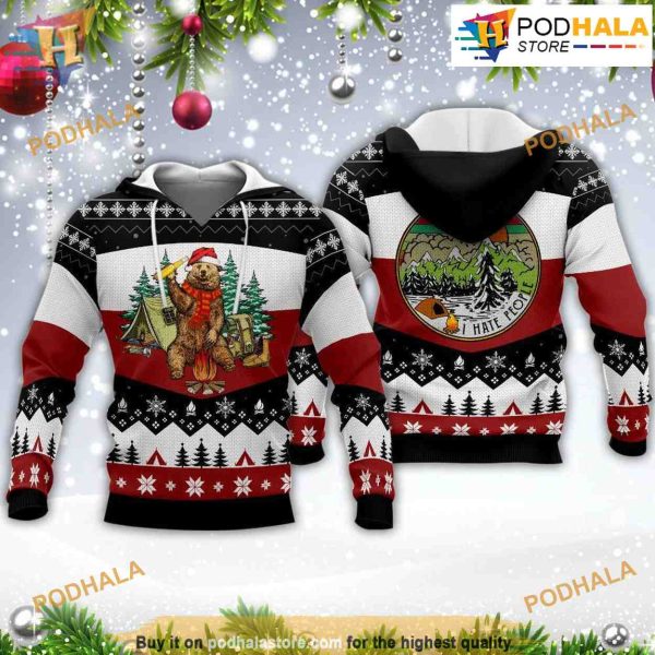 I Hate People Bear Beer 3D Funny Hoodie Christmas, Best Family Christmas Gifts