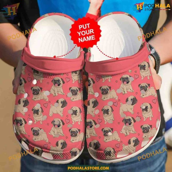 I Love Pugs Dog Crocs Custom Clog Footwear for Men and Women