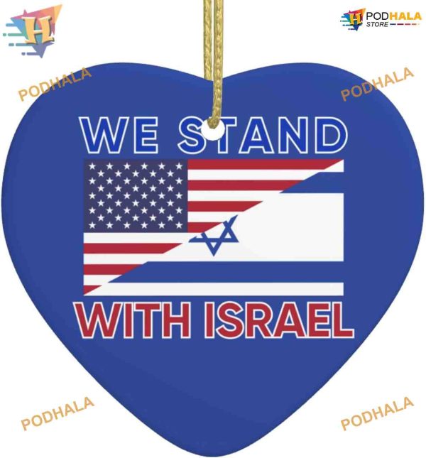 I Stand with Israel Ornament, Pray for Israel American – Israeli Flag