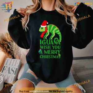 Iguana Wish You A Merry Christmas Shirt For Women Men 2
