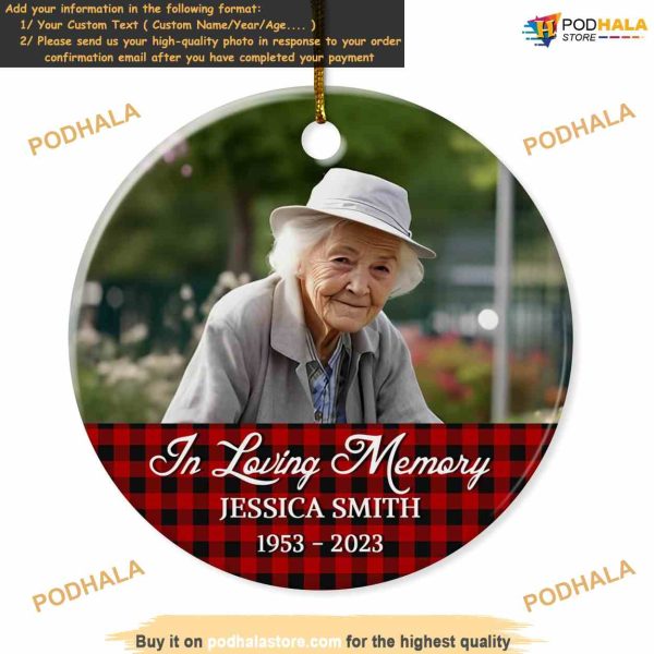 In Loving Memory 2023 Personalized Christmas Ornament, Custom Photo Memorial Ceramic Gift