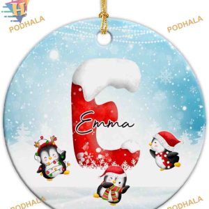 Initial Letter E 2023 Ornament, Personalized 1st Christmas Ornaments