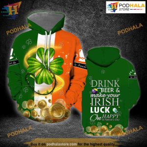 Ireland Flag St Patrick's Day All Over Printed 3D Hoodie Sweatshirt