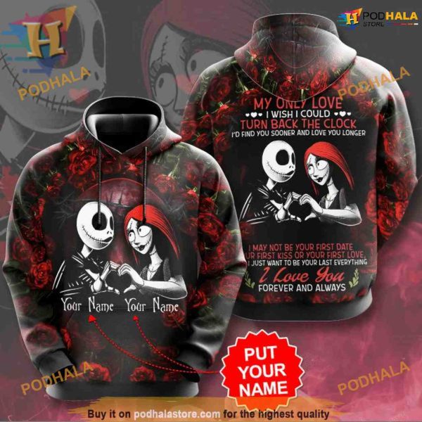 Jack, Sally & Nightmare Christmas Design Hoodie, Unique Gift