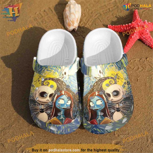 Jack Skellington Sally Vangogh Nightmare Christmas Crocs, Funny Xmas Gifts