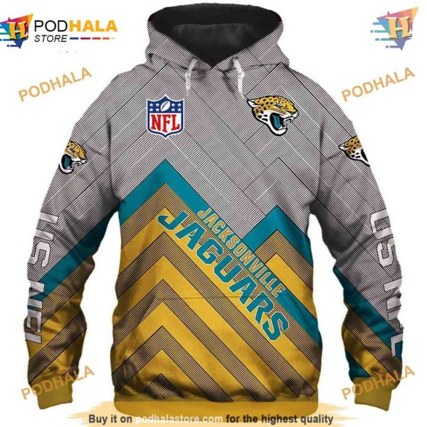 Jacksonville Jaguars NFL Hoodie 3D, S-5XL NFL Apparel Long Sweatshirt