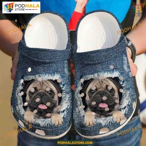 Jeans Theme Pug Crocs Classic Dog Lover Water Shoes, Stylish Clogs