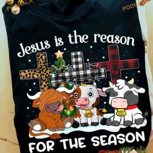 Jesus & Milkcow Leopard Cross Christmas Shirt, Family Christmas Shirt Ideas
