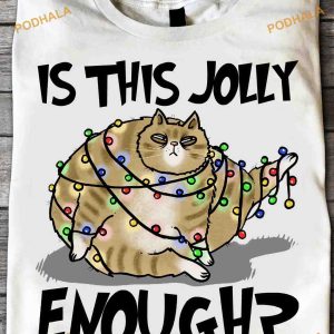 Jolly Fat Cat Christmas Shirt, Lighting Up the Festive Spirit