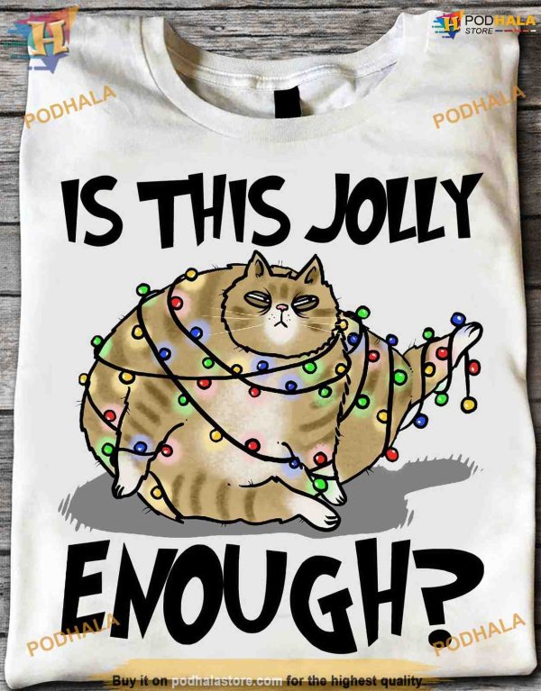 Jolly Fat Cat Christmas Shirt, Lighting Up the Festive Spirit