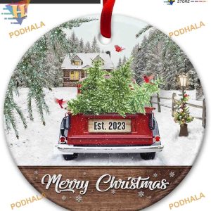 Journey Home 2023 Christmas Ornament, Personalized Red Truck Keepsake