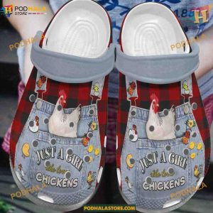 Just A Girl Who Loves Chicken Crocs Classic Shoes, Funny Crocs for Kids