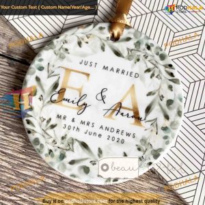 Just Married Mr & Mrs Personalized Ornament, Wedding Keepsake