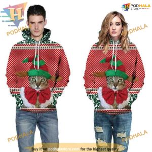 Kawaii Cat Christmas Hoodie, Cute & Creative Xmas Gift