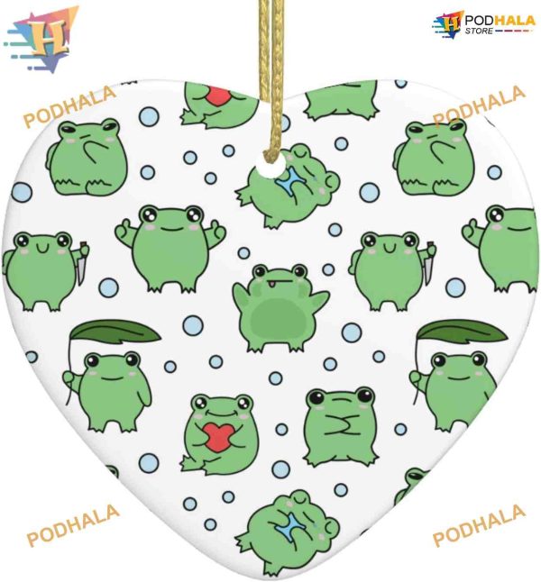 Kawaii Frogs Heart Ornament 2023, Family Christmas Tree Ornaments, Xmas Gift