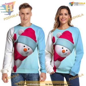 Kawaii Snowman Christmas Sweatshirt 3D Hoodie, Creative Christmas Gifts