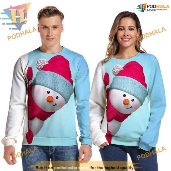 Kawaii Snowman Christmas Sweatshirt 3D Hoodie, Creative Christmas Gifts