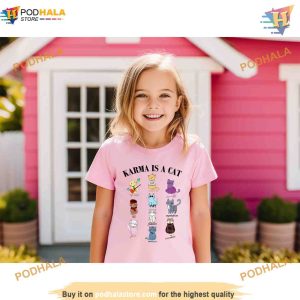 Kids Karma Is A Cat Shirt Taylor Eras Cat Lover Kids Tshirt Swiftie Cat Tee Midnights Cat 2