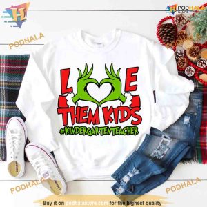 Kindergarten Teacher Christmas Love Kids Shirt, Funny Xmas Gifts