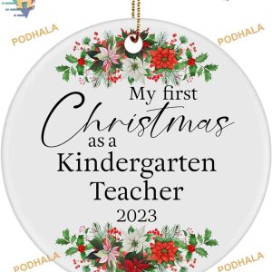 Kindergarten Teacher's First Christmas 2023, Personalized Family Christmas Ornaments