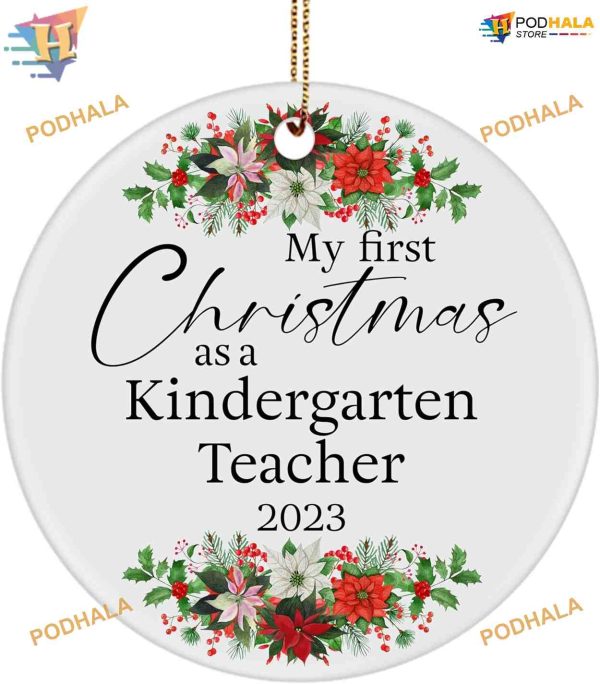 Kindergarten Teacher’s First Christmas 2023, Personalized Family Christmas Ornaments