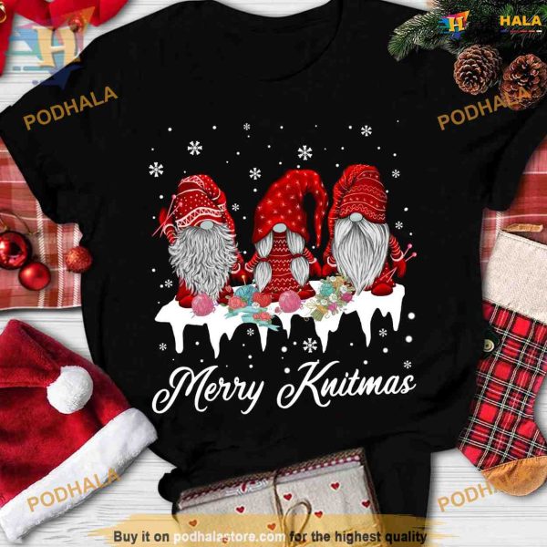 Knitting Gnomes Christmas Shirt, Matching Family Xmas Shirt